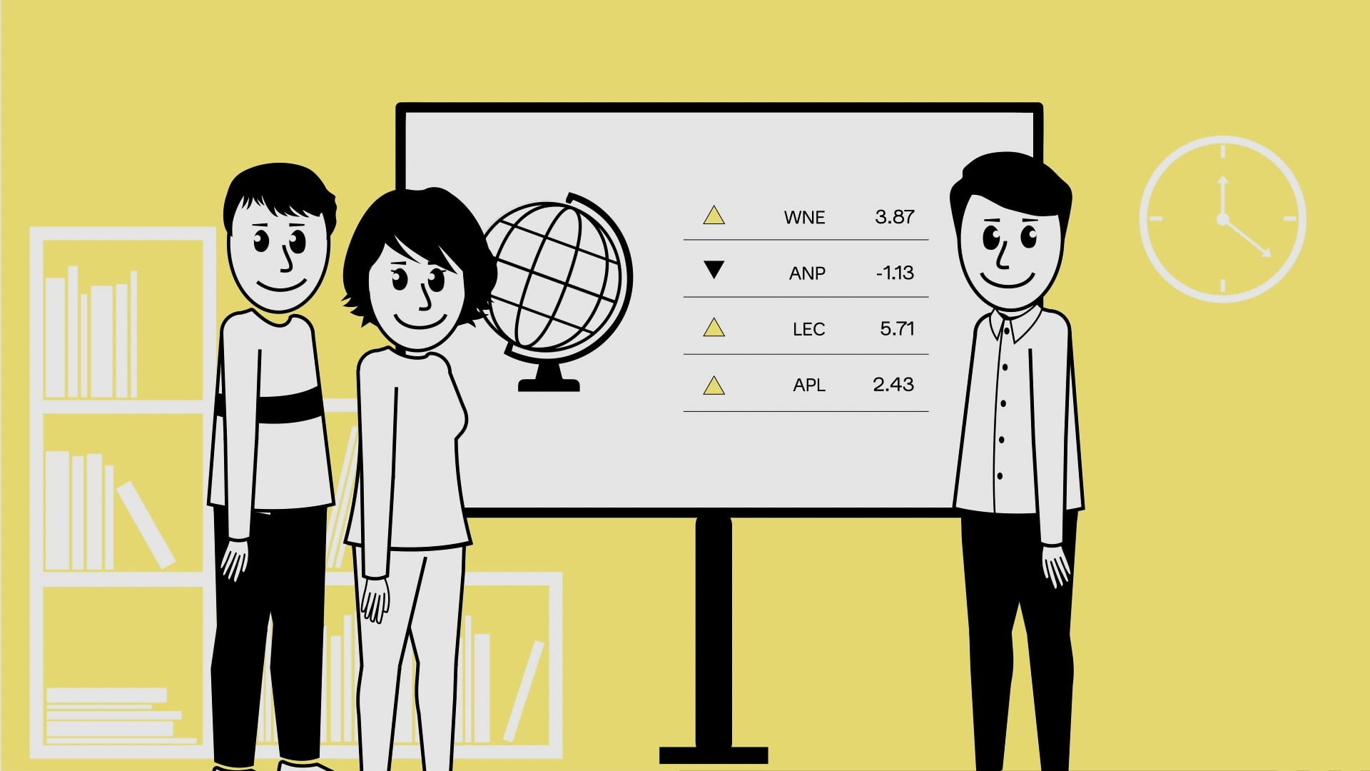 Tegning der illustrerer, hvad en finansbachelor laver.