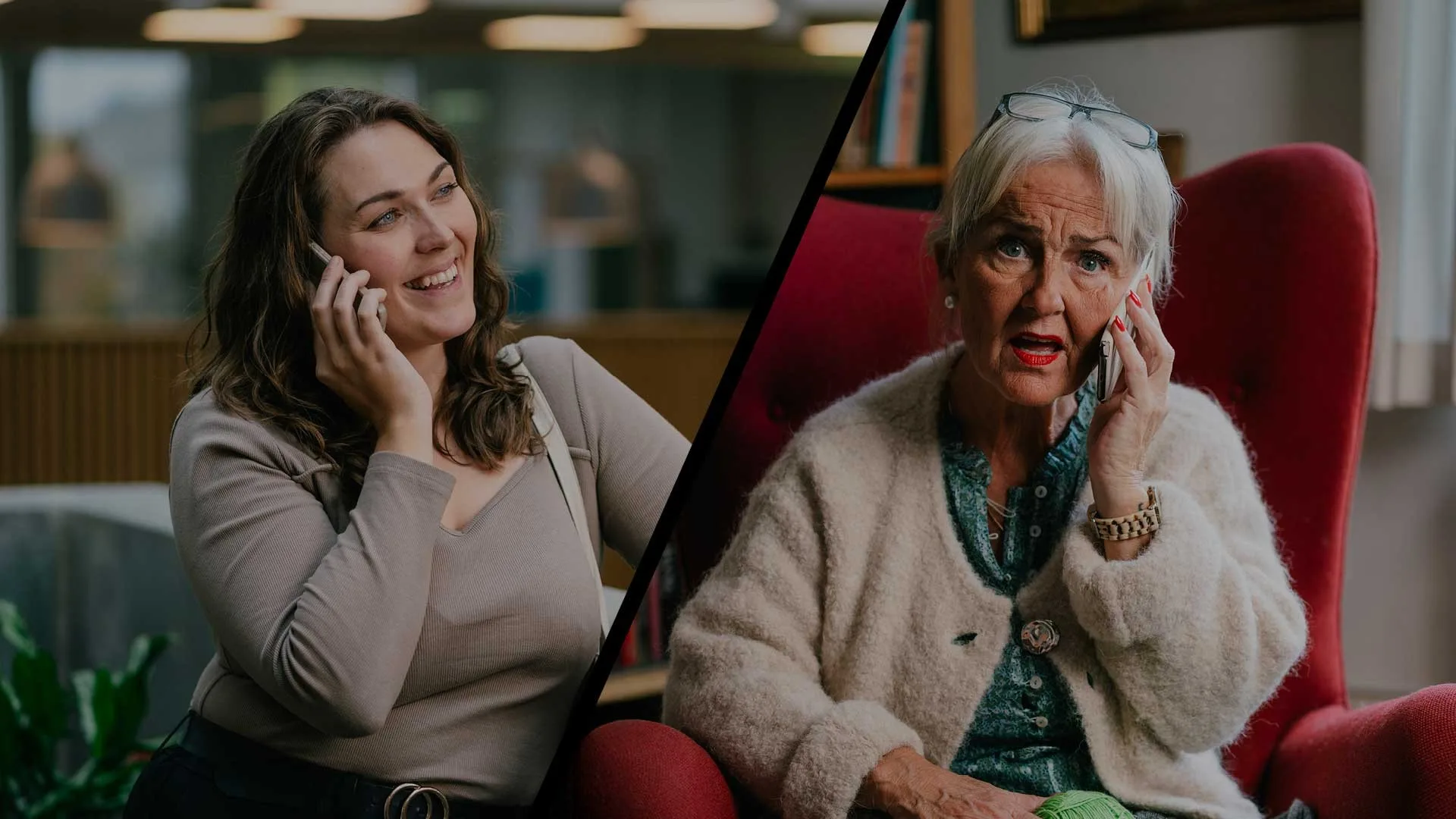 To kvinder taler i telefon sammen